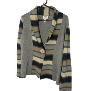 Vintage 90s Talbots Wool Angora Striped Heavyweight Cardigan Size L